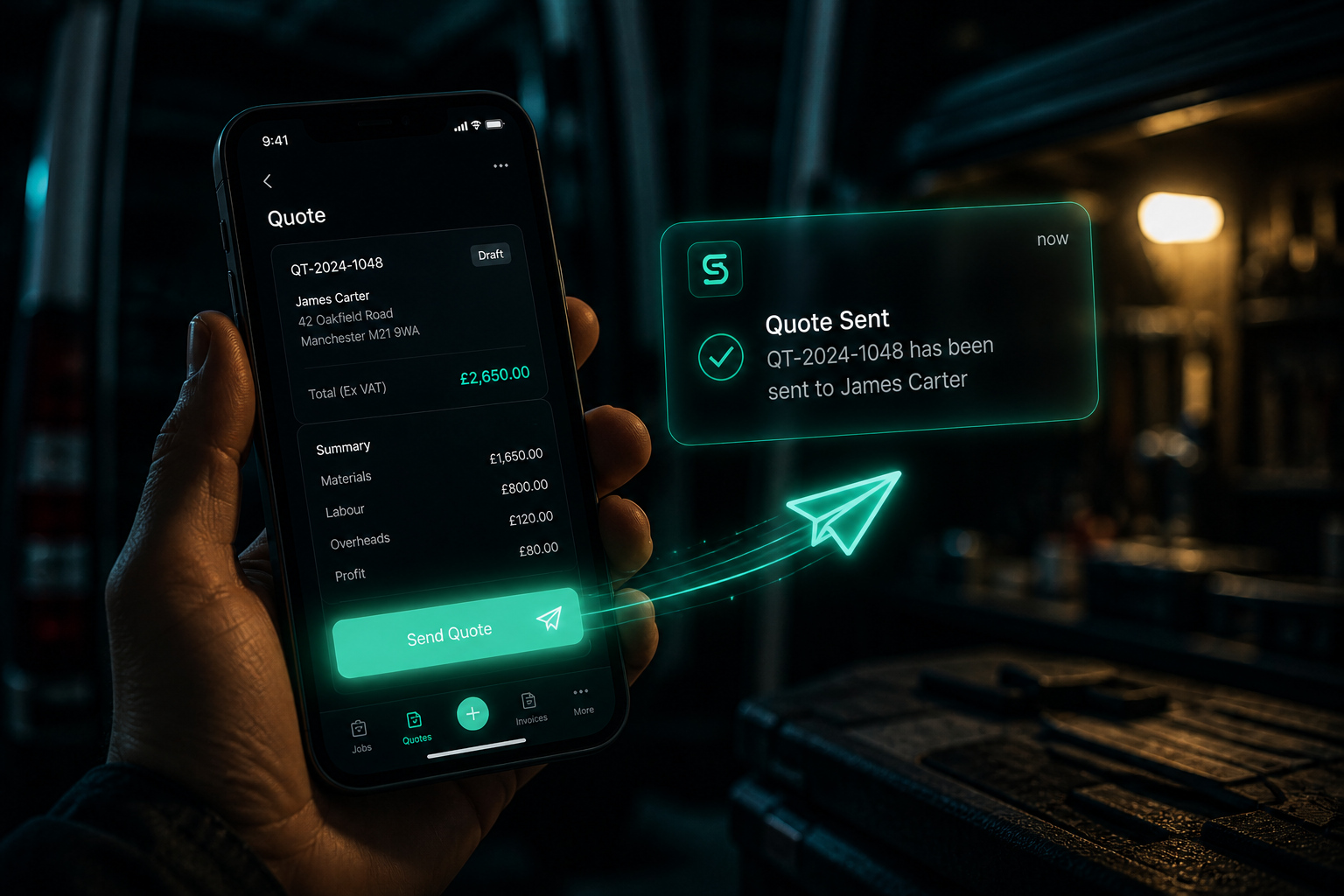 Send a quote to a customer in Spanr